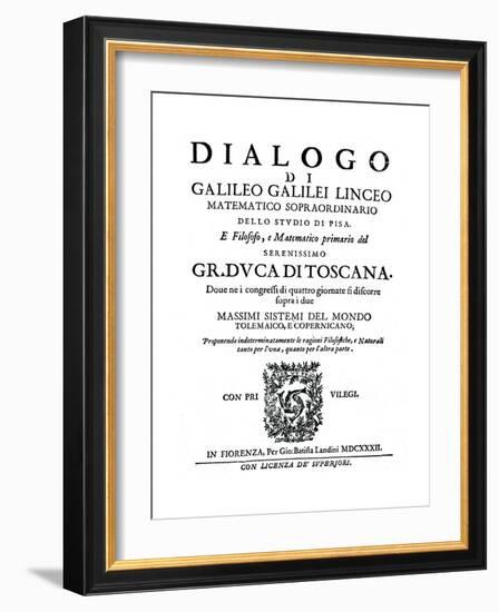 Title Page of Dialogo, by Galileo, 1632-null-Framed Giclee Print