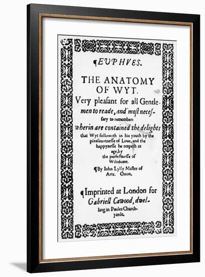 Title Page of Euphues or the Anatomy of Wit-John Lyly-Framed Giclee Print