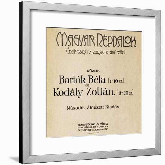 Title Page of First Edition of Folk Songs-Zoltan Kodaly-Framed Giclee Print