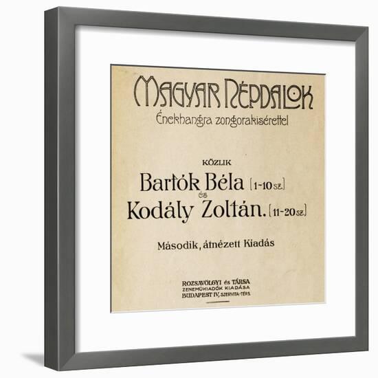 Title Page of First Edition of Folk Songs-Zoltan Kodaly-Framed Giclee Print