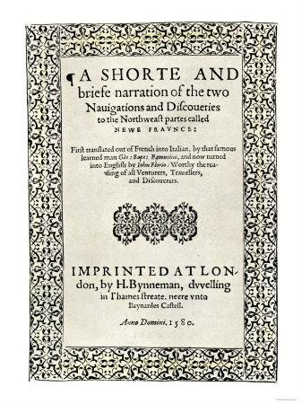 Title Page Of Jacques Cartier S Book About His Discoveries In Canada C 1580 Giclee Print By Art Com