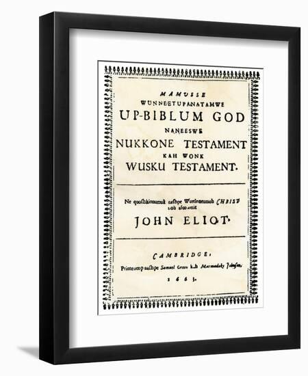 Title Page of John Eliot's Translation of the Bible into a Native American Language, 1663-null-Framed Giclee Print