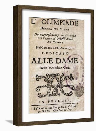 Title Page of L'Olimpiade, 1738-Giovanni Battista Pergolesi-Framed Giclee Print