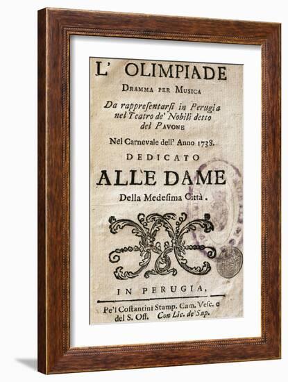 Title Page of L'Olimpiade, 1738-Giovanni Battista Pergolesi-Framed Giclee Print