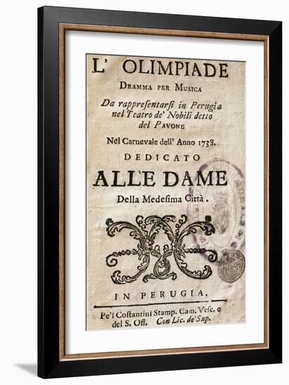 Title Page of L'Olimpiade, 1738-Giovanni Battista Pergolesi-Framed Giclee Print