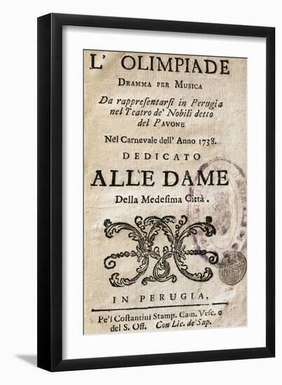 Title Page of L'Olimpiade, 1738-Giovanni Battista Pergolesi-Framed Giclee Print