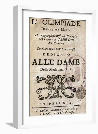 Title Page of L'Olimpiade, 1738-Giovanni Battista Pergolesi-Framed Giclee Print