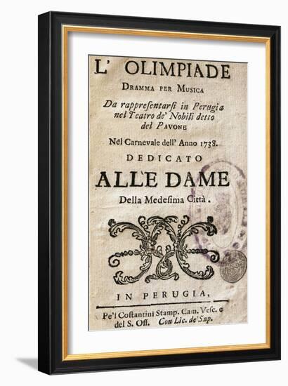 Title Page of L'Olimpiade, 1738-Giovanni Battista Pergolesi-Framed Giclee Print
