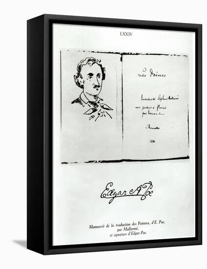 Title Page of "Les Poemes" by Edgar Allan Poe with a Portrait of the Author, 1888-null-Framed Premier Image Canvas