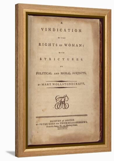 Title Page of One of the Earliest Feminist Works by Mary Wollstonecraft, 1792-null-Framed Stretched Canvas