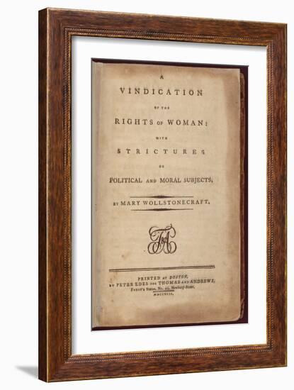 Title Page of One of the Earliest Feminist Works by Mary Wollstonecraft, 1792-null-Framed Art Print