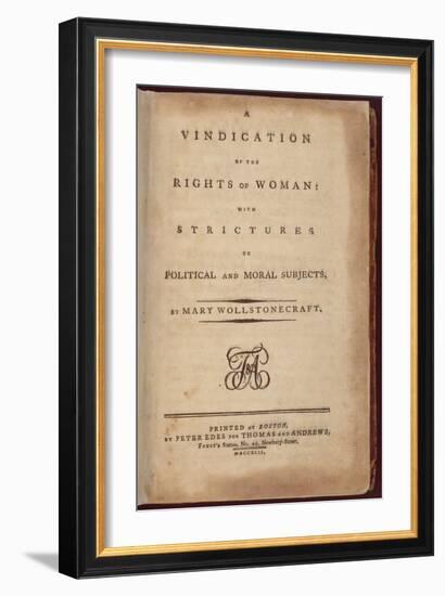 Title Page of One of the Earliest Feminist Works by Mary Wollstonecraft, 1792-null-Framed Art Print