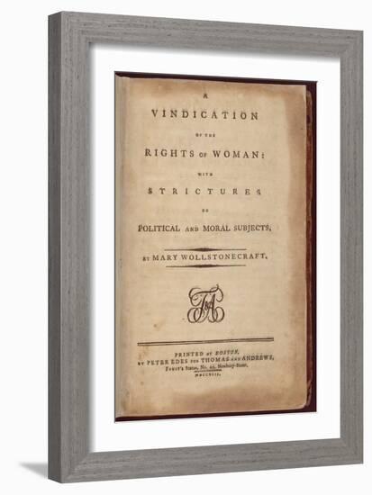 Title Page of One of the Earliest Feminist Works by Mary Wollstonecraft, 1792-null-Framed Premium Giclee Print