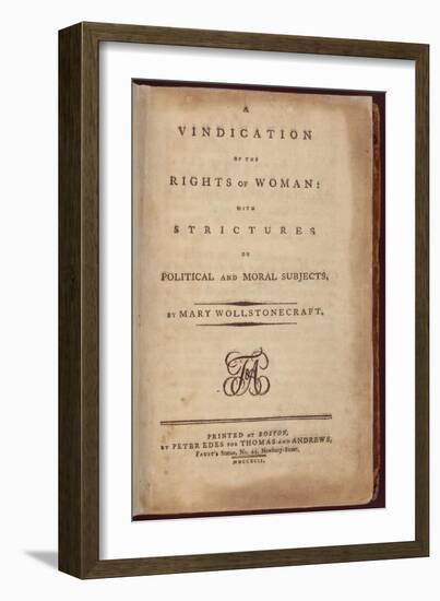 Title Page of One of the Earliest Feminist Works by Mary Wollstonecraft, 1792-null-Framed Premium Giclee Print