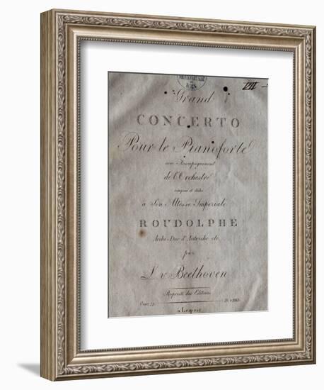 Title Page of Score for Concerto for Piano and Orchestra No 5, Opus 73-Ludwig Van Beethoven-Framed Giclee Print