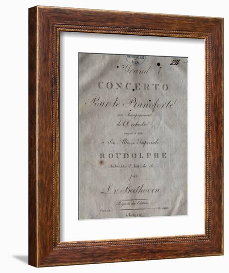 Title Page of Score for Concerto for Piano and Orchestra No 5, Opus 73-Ludwig Van Beethoven-Framed Giclee Print