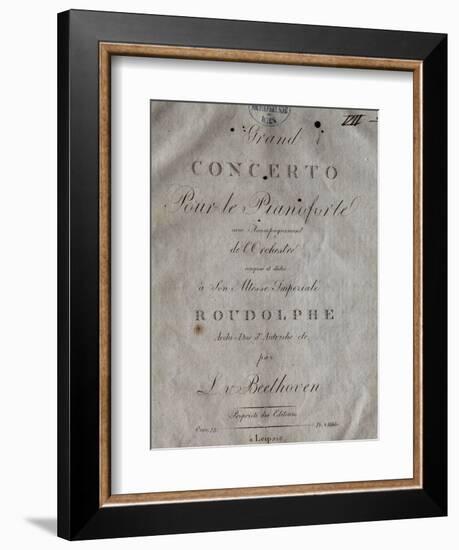 Title Page of Score for Concerto for Piano and Orchestra No 5, Opus 73-Ludwig Van Beethoven-Framed Giclee Print