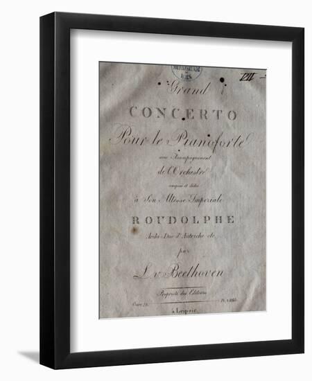 Title Page of Score for Concerto for Piano and Orchestra No 5, Opus 73-Ludwig Van Beethoven-Framed Giclee Print
