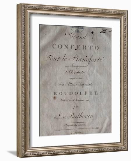 Title Page of Score for Concerto for Piano and Orchestra No 5, Opus 73-Ludwig Van Beethoven-Framed Giclee Print