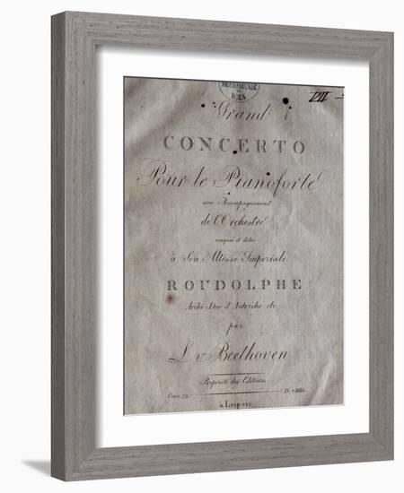 Title Page of Score for Concerto for Piano and Orchestra No 5, Opus 73-Ludwig Van Beethoven-Framed Giclee Print