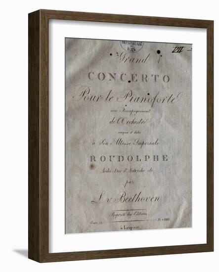 Title Page of Score for Concerto for Piano and Orchestra No 5, Opus 73-Ludwig Van Beethoven-Framed Giclee Print