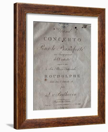 Title Page of Score for Concerto for Piano and Orchestra No 5, Opus 73-Ludwig Van Beethoven-Framed Giclee Print