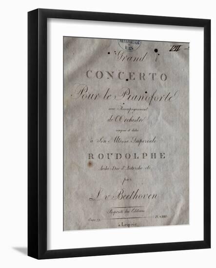 Title Page of Score for Concerto for Piano and Orchestra No 5, Opus 73-Ludwig Van Beethoven-Framed Giclee Print