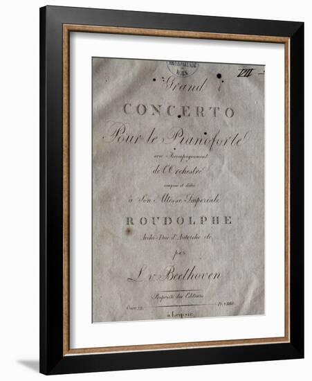 Title Page of Score for Concerto for Piano and Orchestra No 5, Opus 73-Ludwig Van Beethoven-Framed Giclee Print