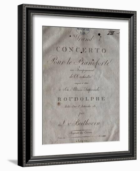 Title Page of Score for Concerto for Piano and Orchestra No 5, Opus 73-Ludwig Van Beethoven-Framed Giclee Print