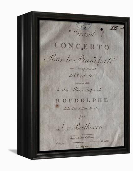 Title Page of Score for Concerto for Piano and Orchestra No 5, Opus 73-Ludwig Van Beethoven-Framed Premier Image Canvas