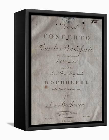 Title Page of Score for Concerto for Piano and Orchestra No 5, Opus 73-Ludwig Van Beethoven-Framed Premier Image Canvas