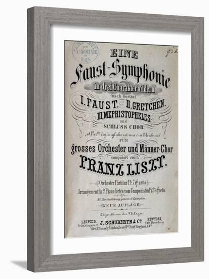 Title Page of Score for Faust Symphony-Franz Liszt-Framed Giclee Print