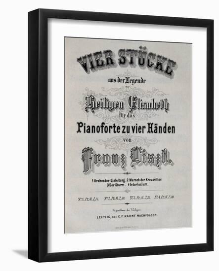 Title Page of Score for Legend of St. Elizabeth-Franz Liszt-Framed Giclee Print