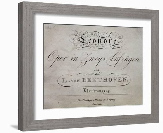 Title Page of Score for Leonore-Ludwig Van Beethoven-Framed Giclee Print