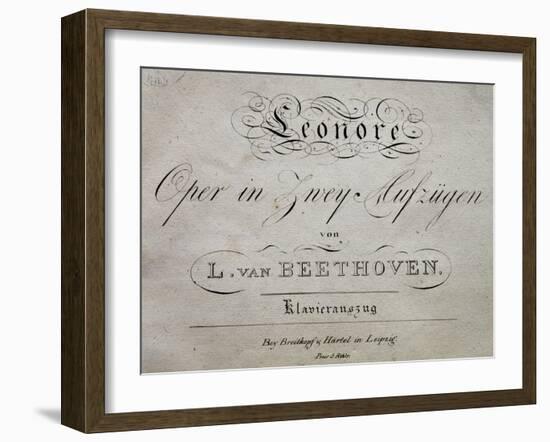 Title Page of Score for Leonore-Ludwig Van Beethoven-Framed Giclee Print