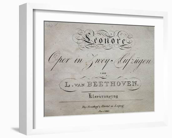 Title Page of Score for Leonore-Ludwig Van Beethoven-Framed Giclee Print