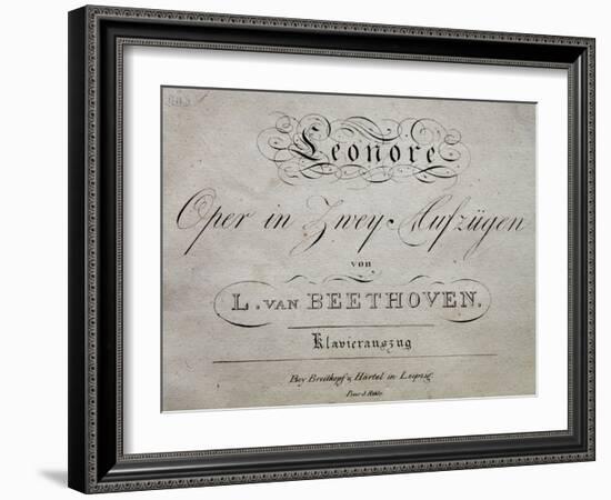 Title Page of Score for Leonore-Ludwig Van Beethoven-Framed Giclee Print