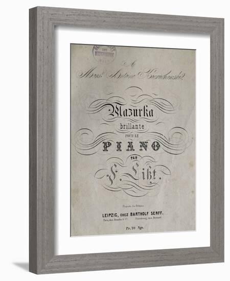 Title Page of Score for Mazurka Brillante for Piano-Franz Liszt-Framed Giclee Print