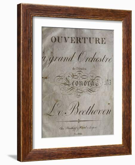 Title Page of Score for Overture to Leonore-Ludwig Van Beethoven-Framed Giclee Print