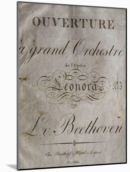 Title Page of Score for Overture to Leonore-Ludwig Van Beethoven-Mounted Giclee Print