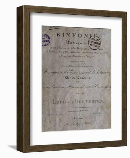 Title Page of Score for Pastoral Symphony No 6 in F Major, Opus 68-Ludwig Van Beethoven-Framed Giclee Print