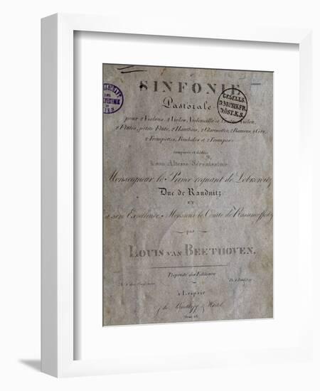 Title Page of Score for Pastoral Symphony No 6 in F Major, Opus 68-Ludwig Van Beethoven-Framed Giclee Print