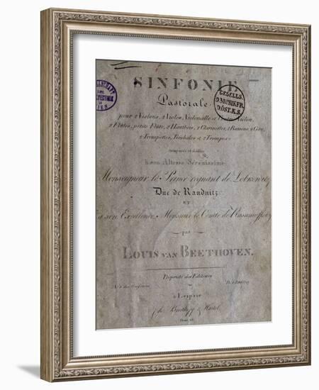 Title Page of Score for Pastoral Symphony No 6 in F Major, Opus 68-Ludwig Van Beethoven-Framed Giclee Print