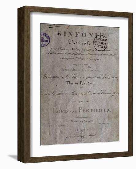 Title Page of Score for Pastoral Symphony No 6 in F Major, Opus 68-Ludwig Van Beethoven-Framed Giclee Print