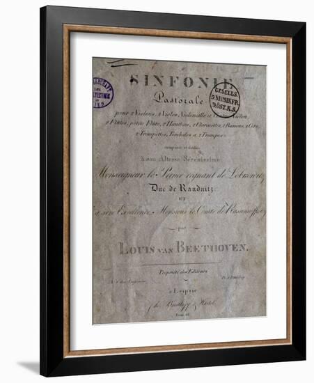 Title Page of Score for Pastoral Symphony No 6 in F Major, Opus 68-Ludwig Van Beethoven-Framed Giclee Print