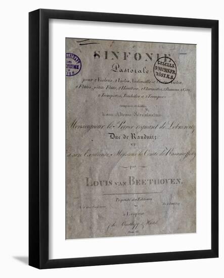 Title Page of Score for Pastoral Symphony No 6 in F Major, Opus 68-Ludwig Van Beethoven-Framed Giclee Print