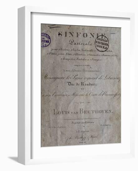 Title Page of Score for Pastoral Symphony No 6 in F Major, Opus 68-Ludwig Van Beethoven-Framed Giclee Print