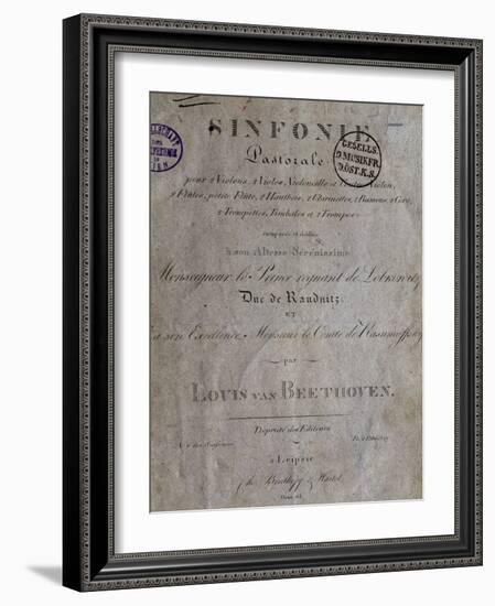 Title Page of Score for Pastoral Symphony No 6 in F Major, Opus 68-Ludwig Van Beethoven-Framed Giclee Print