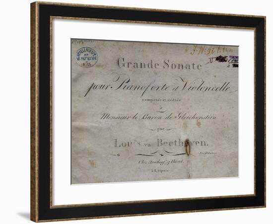 Title Page of Score for Piano Sonata, Opus 69-null-Framed Giclee Print