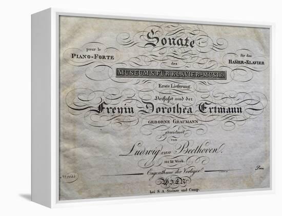 Title Page of Score for Piano Sonata-Ludwig Van Beethoven-Framed Premier Image Canvas